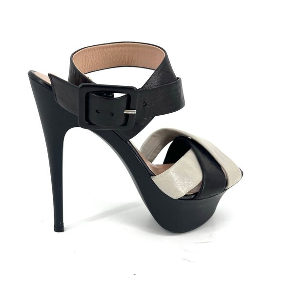 Giuseppe Zanotti Black White Stiletto Heels Slingback Platform Sandal - Picture 3 of 9